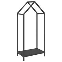 vidaXL Malkų lentyna, juoda, 40x25x90 cm, šaltai valcuotas plienas