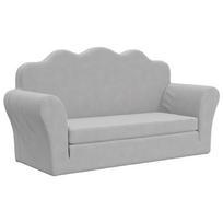 vidaXL Vaikiška dvivietė sofa-lova, šviesiai pilka, minkštas pliušas