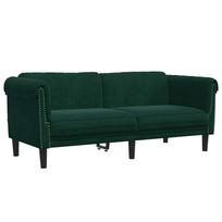 vidaXL Dvivietė sofa, tamsiai žalios spalvos, aksomas