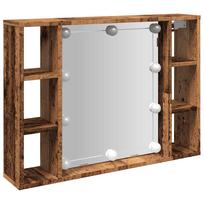vidaXL Veidrodinė spintelė su LED apšvietimu, 76x15x55cm, mediena