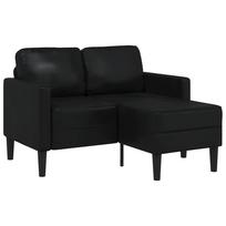vidaXL Dvivietė sofa su šezlongu, L formos, juoda, 125 cm, dirbtinė oda