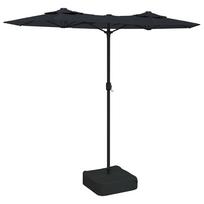 vidaXL Dvigubas sodo skėtis nuo saulės su LED, juodas, 316x145cm