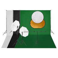 vidaXL Fotostudijos rinkinys su šviestuvais, fonu ir reflektoriumi