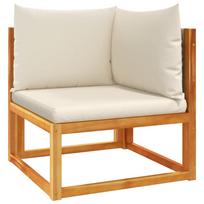 vidaXL Sodo kampinė sofa su pagalvėlėmis, akacijos mediena ir rotangas