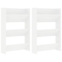 vidaXL Sieninės spintelės batams, 2vnt., baltos, 60x18x90cm, MDP