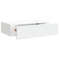 vidaXL Sieninė lentyna su stalčiumi, balta, 40x23,5x10cm, MDF