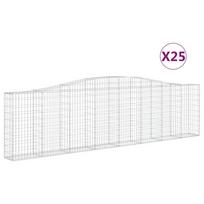 vidaXL Išlenkti gabiono krepšiai, 25vnt., 400x30x100/120cm, geležis