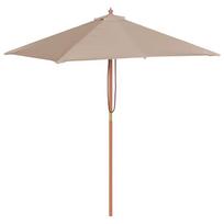 vidaXL Lauko skėtis nuo saulės su mediniu stulpu, taupe, 150x200cm