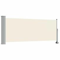 vidaXL Ištraukiama šoninė kiemo pertvara, kreminės spalvos, 100x300cm
