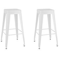 vidaXL Baro taburetės, 2vnt., baltos spalvos, metalas, sukraunamos
