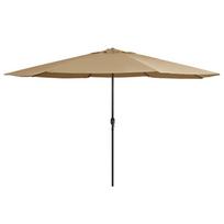 vidaXL Sodo skėtis nuo saulės su metaliniu stulpu, taupe, 390cm