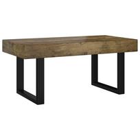 vidaXL Kavos staliukas, tamsiai rudas/juodas, 90x45x40cm, MDF/geležis