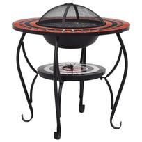 vidaXL Mozaikinė laužavietė-staliukas, terakota/balta, 68cm, keramika