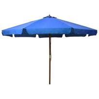 vidaXL Lauko skėtis nuo saulės su mediniu stulpu, mėlynas, 330cm