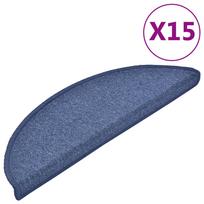 vidaXL Laiptų kilimėliai, 15 vnt., 56x17x3 cm, mėlyni, pusapvaliai