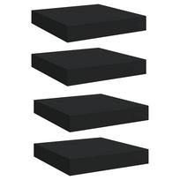 vidaXL Pakabinamos lentynos, 4vnt., juodos, 23x23,5x3,8cm, MDF