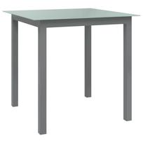 vidaXL Sodo stalas, šviesiai pilkos, 80x80x74cm, aliuminis ir stiklas