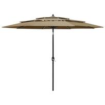 vidaXL Sodo skėtis su aliuminio stulpu, taupe spalvos, 3m, 3 aukščių