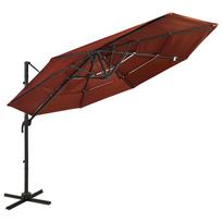 vidaXL Sodo skėtis su aliuminio stulpu, terakota, 3x3m, 4 aukščių