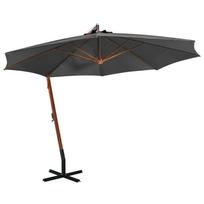 vidaXL Kabantis sodo skėtis su stulpu, antracito, 3,5x2,9m, eglė