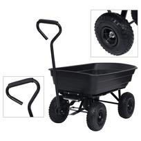 vidaXL Paverčiamas rankinis sodo vežimėlis, juodos spalvos, 300kg, 75l