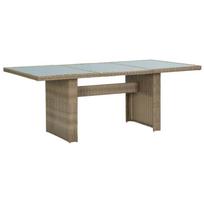 vidaXL Sodo valgomojo stalas, rudas, 200x100x74cm, stiklas/poliratanas