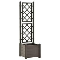 vidaXL Sodo lovelis su treliažu, antracito spalvos, 43x43x142cm, PP