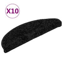 vidaXL Laiptų kilimėliai, 10 vnt., juodi, 56x17x3 cm, pusapvaliai