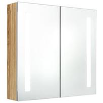 vidaXL Veidrodinė vonios spintelė su LED, balta ir ąžuolo, 62x14x60cm