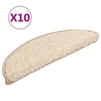 vidaXL Laiptų kilimėliai, 10 vnt., 56x17x3 cm, kreminės spalvos, pusapvaliai
