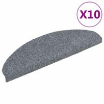 vidaXL Laiptų kilimėliai, lipnūs, 10 vnt., 65x21x4 cm, šviesiai pilki, pusapvaliai, dideli