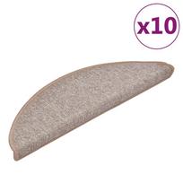 vidaXL Laiptų kilimėliai, 10 vnt., 56x17x3 cm, šviesiai rudi, pusapvaliai
