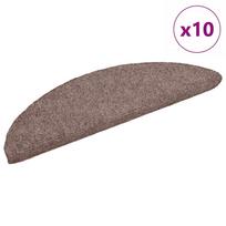 vidaXL Laiptų kilimėliai, lipnūs, 10 vnt., 56x17x3 cm, šviesiai rudos spalvos, pusapvaliai