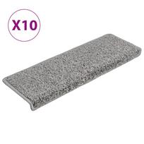 vidaXL Laiptų kilimėliai, 10 vnt., pilki, 65x21x4 cm, stačiakampiai kraštai