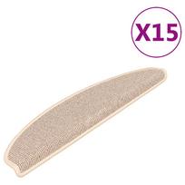 vidaXL Laiptų kilimėliai, 15 vnt., 65x21x4 cm, balti ir rudi, pusapvaliai, dideli