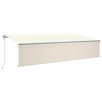 vidaXL Automatinė markizė su uždanga/LED/vėjo jutikliu, kreminė, 6x3m