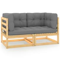 vidaXL Dvivietė sodo sofa su pagalvėlėmis, pušies medienos masyvas