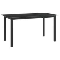 vidaXL Sodo stalas, juodas, 150x90x74cm, aliuminis ir stiklas