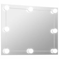 vidaXL Sieninis veidrodis su LED lemputėmis, stačiakampis, stiklas