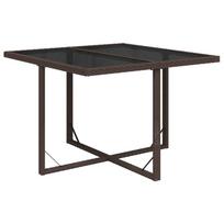 vidaXL Sodo stalas, rudas, 109x107x74cm, poliratanas ir stiklas