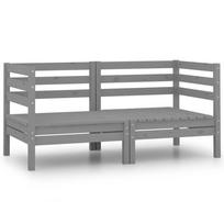 vidaXL Dvivietė sodo sofa, pilkos spalvos, pušies medienos masyvas