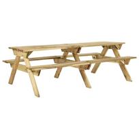 vidaXL Iškylų stalas su suoliukais, 220x122x72cm, impregnuota pušis