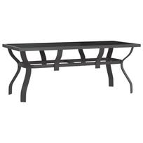 vidaXL Sodo stalas, pilkas ir juodas, 180x80x70cm, plienas ir stiklas