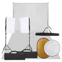 vidaXL Fotostudijos rinkinys su šviestuvais, fonu ir reflektoriumi