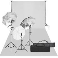 vidaXL Fotostudijos rinkinys su apšvietimo rinkiniu ir fonu
