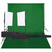 vidaXL Fotostudijos rinkinys su apšvietimo rinkiniu ir fonu