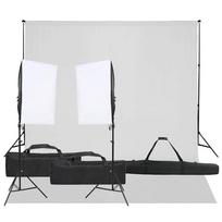 vidaXL Fotostudijos rinkinys su apšvietimo rinkiniu ir fonu