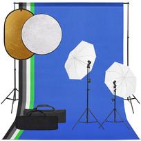 vidaXL Fotostudijos rinkinys su šviestuvais, fonu ir reflektoriumi