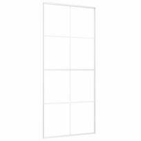 vidaXL Stumdomos durys, baltos, 90x205cm, ESG stiklas ir aliuminis