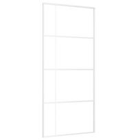 vidaXL Stumdomos durys, baltos, 90x205cm, ESG stiklas ir aliuminis
